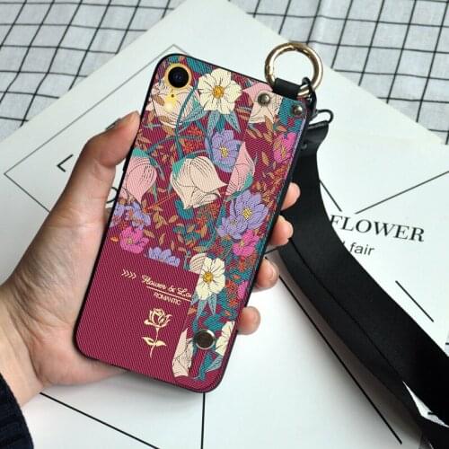 Flower Wrist Strap TPU Case For iPhone X XR 8 7 6 6S Plus SE 2020 Lanyard Holder Funda Cover For iPhone 12 Mini 11 Pro XS Max