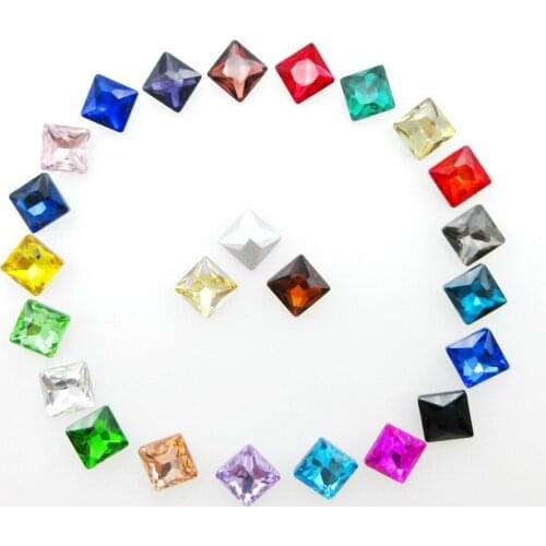 Colorful glass Crystal strass nice colors 8mm 10mm Square shape glue on rhinestones beads phone cover handicraft accessories diy