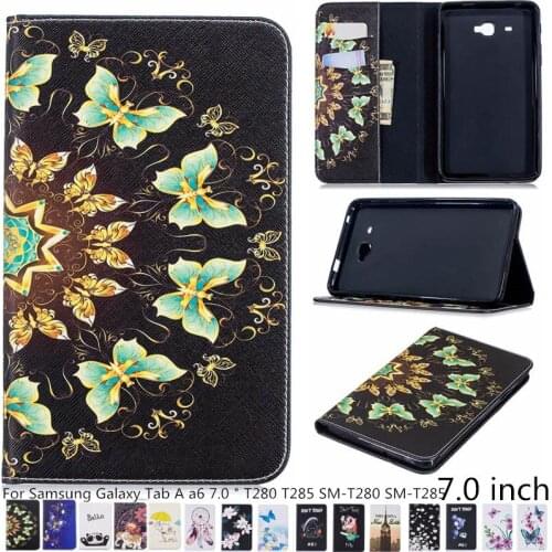 Child Kids 3D Painted Wallet PU Leather Case For Samsung Galaxy Tab A a6 7.0 " T280 T285 SM-T280 SM-T285 Covers Case + film