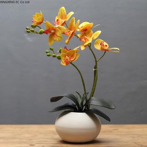 Phalaenopsis Simulation Floral Ornaments Creative Living Room Dining Table Desktop Fake Flowers Small Potted Decorations