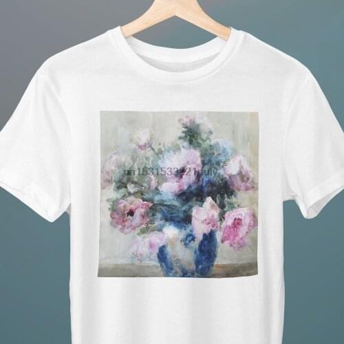 Pink Peonies Lester Sutcliffe Painting Unisex T Shirt Flower T Shirt Art Tee Floral Gift for Her Gift for Him Art Lover Gift