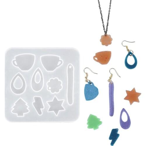 Geometric Earrings Pendant Silicone Resin Mold Teacup Tree Flower DIY Keychain Necklace Jewelry Crafts Making