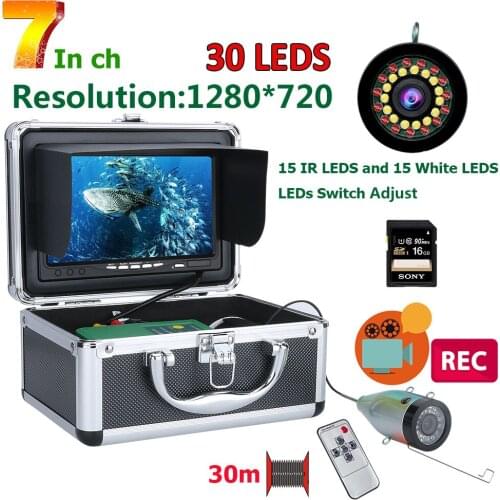 DVR Fish Finder Underwater Fishing Camera HD 1280*720 Screen 30pcs LED 1080P Camera For Ice/River/ Fishing 16GB Card