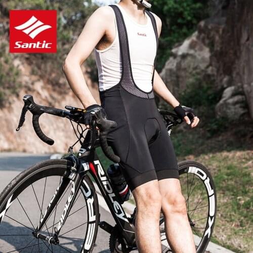 Santic Summer Outdoor Bike 4D Coolmax Gel Padded Bicycle Men Cycling Riding Bib Shorts Breathable Padded Cycling Shorts