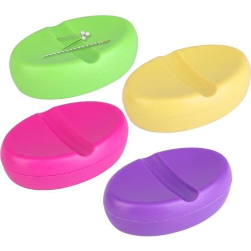 IMZAY 4 Colors Magnetic Box Storage Pins Case Needlework Storage Anti-lost Oval Storage Boxes Sewing Needles Embroidery Tool