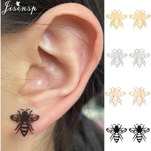 Small Stainless Steel Animal Stud Earrings for Women Girls Lovely Rabbit Paw Elephant Cat Bee Earings Jewelry Kids Birthday Gift