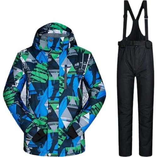 Mens Ski Jacket and Pants Set Mountain Snow Snowboard Snowsuits Colorful