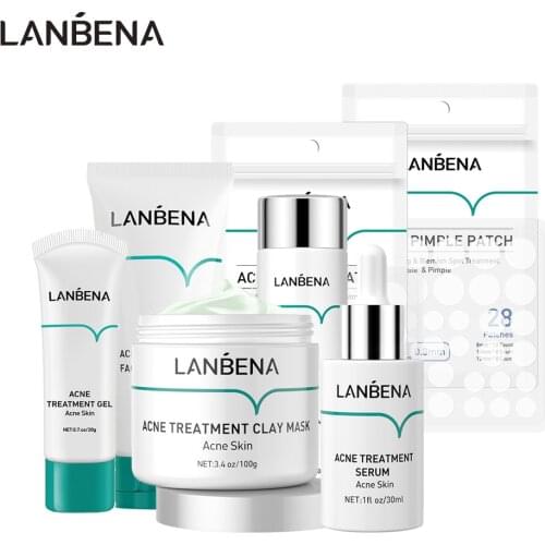 LANBENA Acne Treatment Set Acne Removal Cleanser Serum Gel Patch Skin Care Kits Pore Reducer Soothing Moisturizing Skin Toner