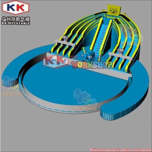 Swimming Pool Inflatable Amusement Design Commercial Grade Kids Inflatable Water Floating Slide Park