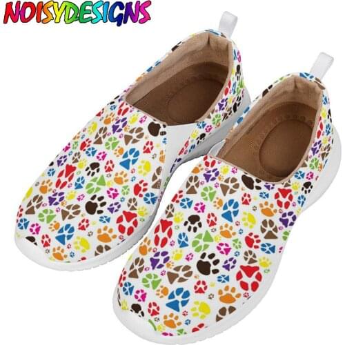 NOISYDESIGNS Cute Cat Paw Color Print Women Flats Shoes Girls Spring Summer Breathable Footwear Lightweight Sneakers Mujer New