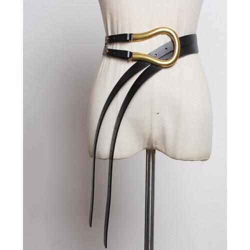 SeeBeautiful New 2020 Summer Autumn Personality Horses Hoof Metal Buckle PU Laether Waist Seal Girdle Wide Belts Women Q256