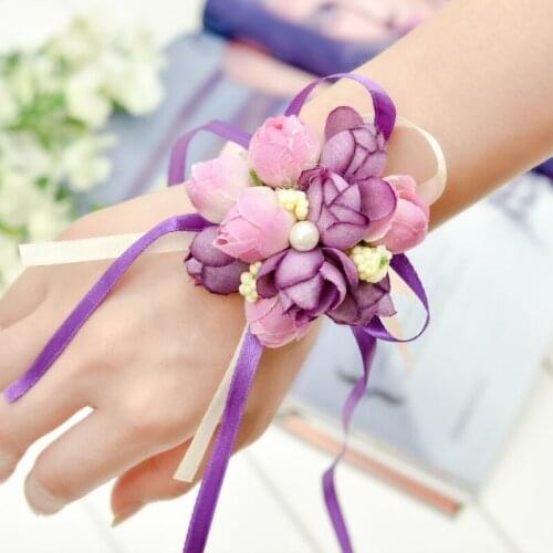 New 1pc Creative Artificial Bridesmaid Sisters Hand Flowers Artificial Bride Flowers Wedding Decoration Flower Wrist Flower