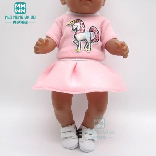 Doll clothes fit 43cm baby toy new born doll and 45cm American doll sports suit Pink, rose, green