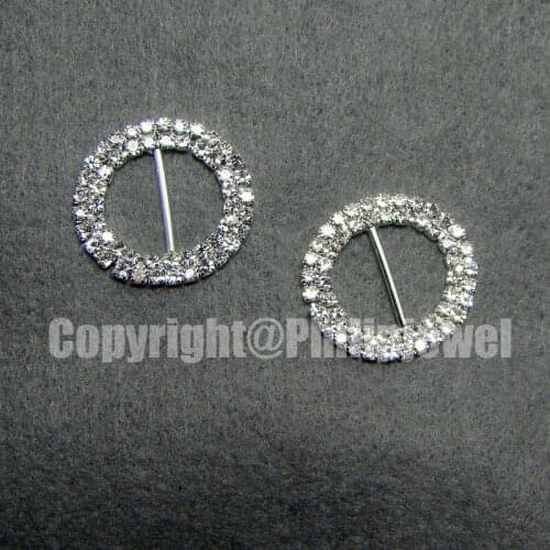 Wholesale 25mmx23mm silver rhinestone double row oval ring buckles garment decoration ornament accessories 30pcs x