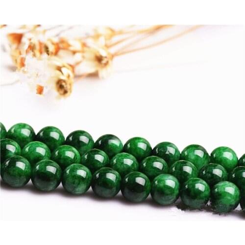 RONGQING 1String 7A-Level Dark Green Chalcedony Beads Semi-finished Loose Beads for Jewelry Making