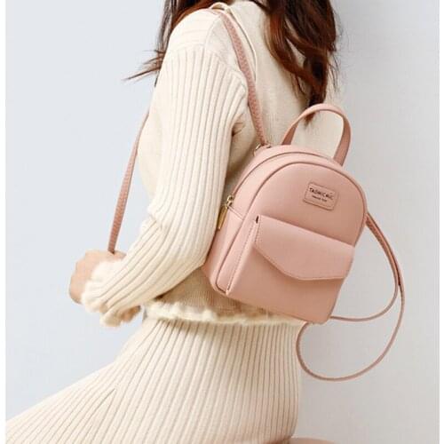 Backpack Girl Sweet Candy Shoulder Bags Fashion Simple Teenager School Bag Solid Color Zipper Mini Women Backpack Purse Rucksack
