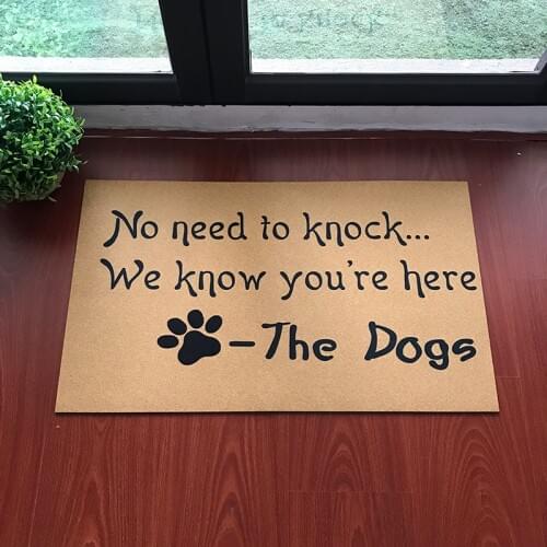 Funny Doormat Entrance Floor Mat No Need to Knock We Know You're Here Indoor Decorative Home and Office Rubber Door Mats Outdoor