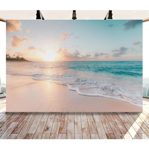 Sunrise and Sunset By The Sea Backdrops Artistic Photos Background Decorations for Beach Holiday Theme Photography Props