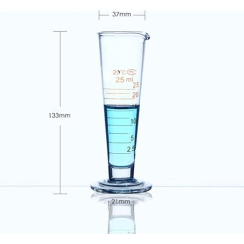High quality Laboratory 25ml Measuring cylinder with Scale Taper Glass Measuring Cup Lab Supplies