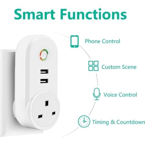 Wifi Remote Control Timing Switch Outlet Smart UK Plug outlet Wireless with 2 USB Socket Timer Power home devices 3