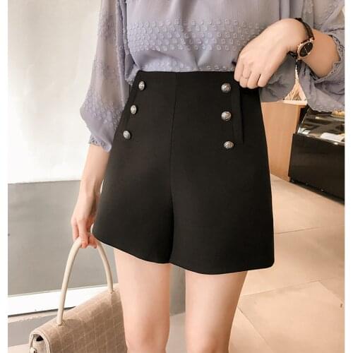 Woman Double Breasted Shorts New Fashion Design Spring Elegant Lady Casual Tops High Waist Short Trousers Work Wear LX1722