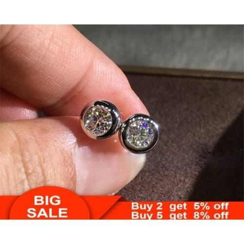 Solitaire Stud Earrring AAAAA cz Real 925 sterling silver Bijou Cute Statement Wedding Stud Earrings for women Party Jewelry
