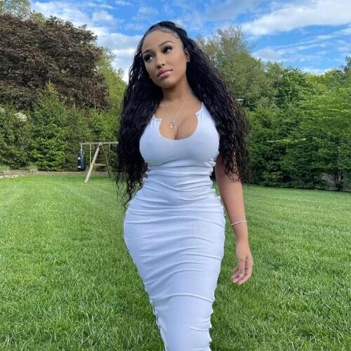 Summer Fashion Sexy Dress V-neck Side Stitching Sleeveless Party Birthday Dresses for Women Club Outfits Y2k Clothes Wholesale