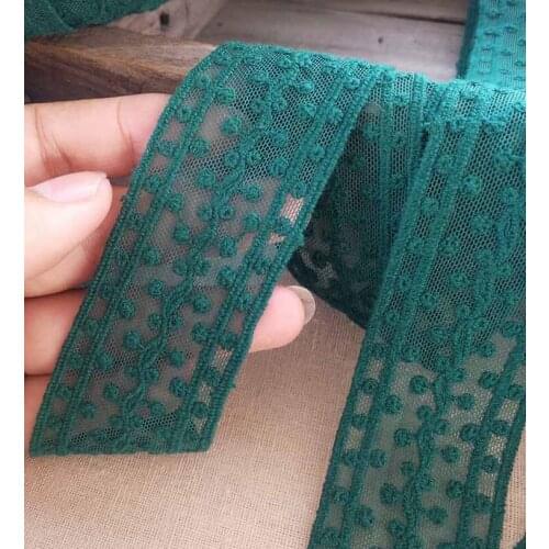 2 Meters/lot 4cm Width delicate pretty green cotton embroidered mesh lace Garment lace trims trimmings DIY Sewing accessories