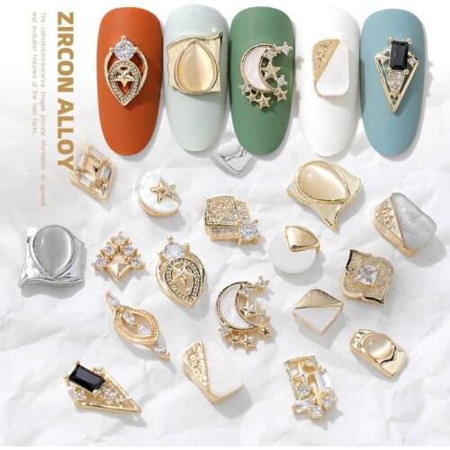 2Pieces 3D Metal Zircon Nail Art Jewelry Japanese Nails Decorations Top Quality Crystal Manicure Zircon Diamond Charms