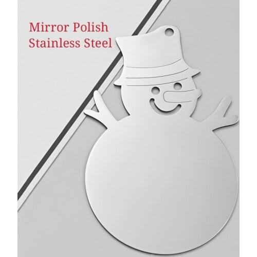 20pcs/lot Mirror Polish Stainless Steel Snowman Charms Big Pendant For Home Xmas Tree Hanging Gifts