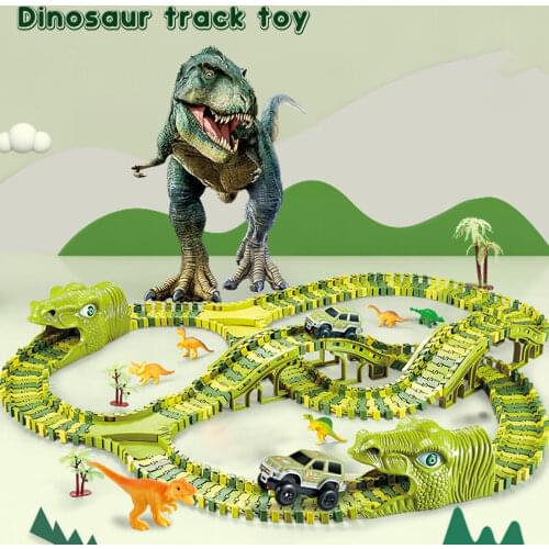 289PCS Flexible Dinosaur Track Race Car Vehicle Toys for Kids Children Over 3 Years Old Birthday Christmas Gift Party Favors