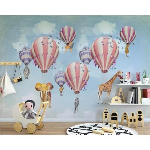 3DBEIBEHANG Custom wallpaper mural photo fashion Nordic sky hot air balloon animal children room bedroom background wallpaper