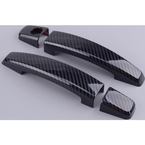 4pcs Carbon Fiber Style Car Side Door Handle Covers Trims Molding ABS Fit for Chevrolet Camaro 2010 2011 2012 2013 2014 2015