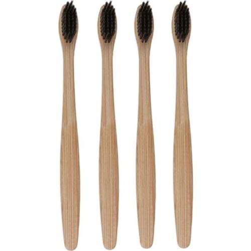 500pcs Black Bamboo Toothbrush Wood toothbrush Novelty Bamboo soft-bristle Capitellum Bamboo Fibre Wooden Handle #3386