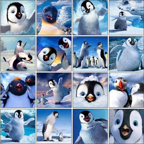 Full Round Diamond Painting Penguin Animals Diamond Embroidery Full Square Rhinestone Mosaic Cross Stitch Kit Home Decoration