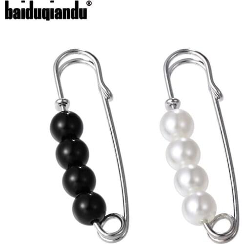 Baiduqiandu Brand New Arrival Pack of 2 Pieces White and Black Simulated Pearl Pins Apparel Jewelry Accessories