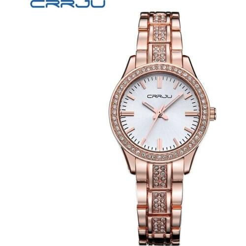 CRRJU 2115 New Brand Wristwatch Women Dress Steel Watches Fashion Casual Ladies Quartz Watch Rose gold Female Table Clock