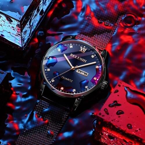 Relogio Masculino Fashion Mens Watch Waterproof Luxury Brand Slim Mesh Steel Classic Quartz Thin Wristwatch Mens montre homme
