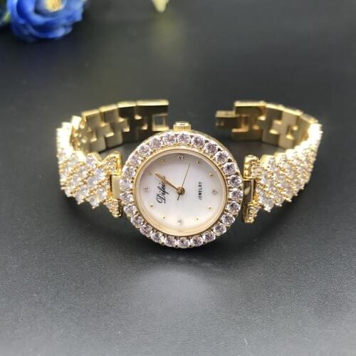 Fashion Women Full Crystals Jewelry Watches Luxury Rhinestone Bracelet Watch Waterproof Quartz Roman Wrist watch Lotus