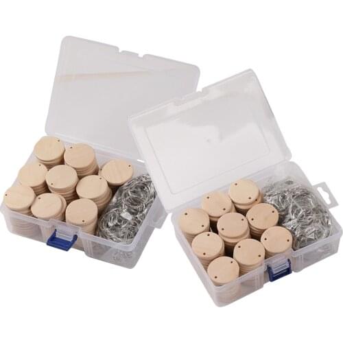 100x 35mm Craft Wood Blanks Keychains Discs Pendants Crafting Log Slices