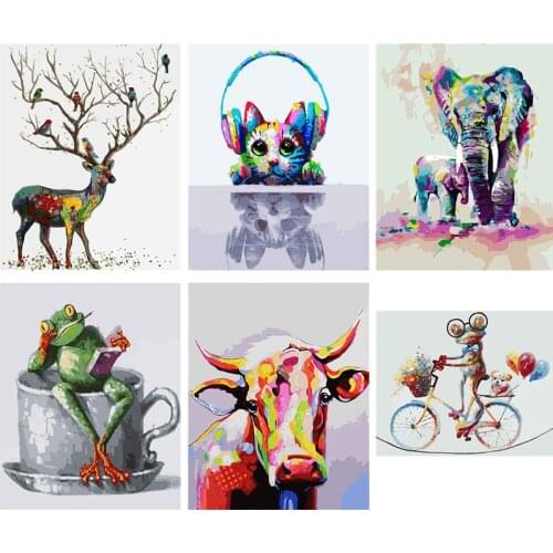 DIY Painting By Numbers Kids Coloring Animals Drawing Canvas Wall Art For Adults Photo Frames And Picture Decor For The Home