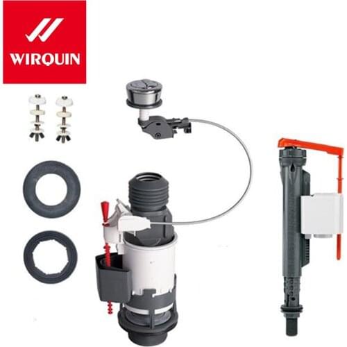 Wirquin 2-1.5" Dual Flush Valve with Chrome Plated Flush Button Operated and Fill Valve 14010402