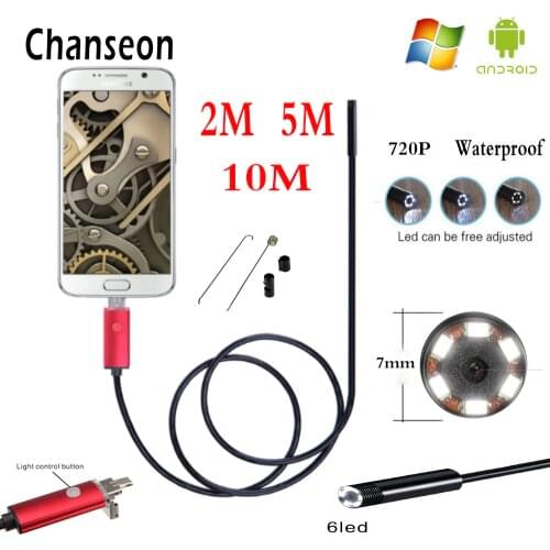 Endoscope 7mm HD 2m 5m 10m USB Android 2 in 1 Adapter Inspection Tube Phone Endoscopio Camera OTG IP67 Waterproof Endoskop