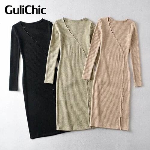 Модные трикотажные платья GuliChic China At AliExpress