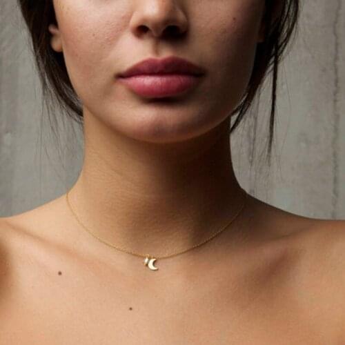 HebeDeer Trendy Girl Moon Necklace Chain Women Yellow Gold Color TRENDY Pendant Necklaces Jewelry Lovers Kpop Collier 2021