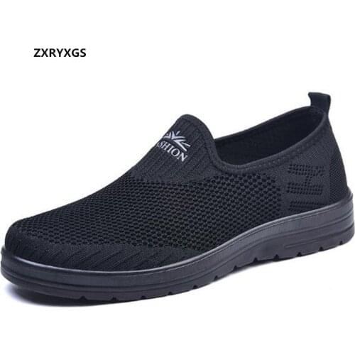 Best Sale 2021 New Breathable Comfortable Mesh Shoes Men Shoes Flat Shoes Casual Sneakers Soft Sole Trendy Shoes Black Gray