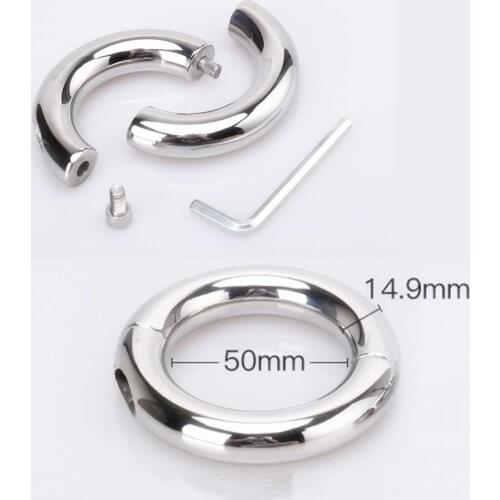 28-50mm Stainless Steel Penis Ring Scrotum Pendant Ball Stretcher Penis Enhancer Restraint Metal Cock Ring Sex Aid Toys For Men