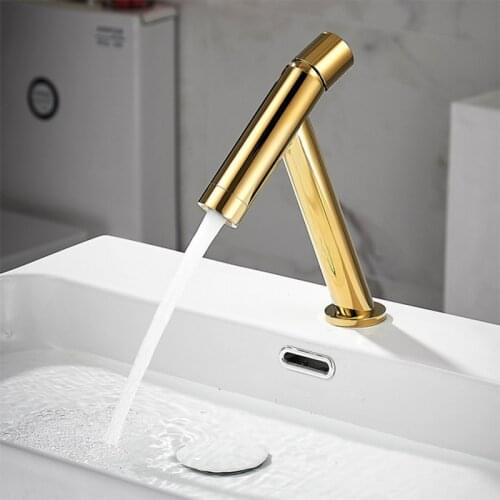 Basin Faucet Mixer Bathroom Sink Tap Brush Gold Brass Hot and Cold Deck Mounted Lavatory Basin Tap Unique design Water Crane Tap
