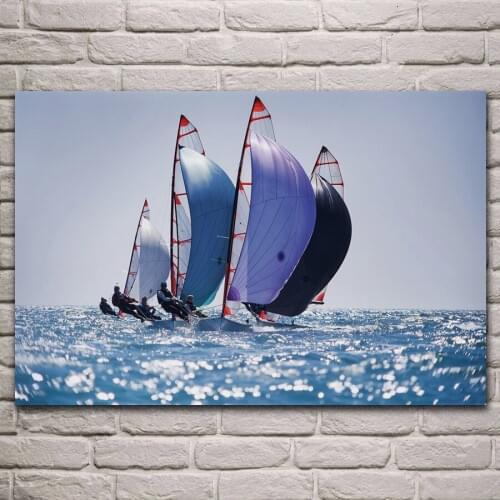 Sea sail boats regatta sailing sky horizon seascape living room decoration home art decor wood frame fabric poster KH955