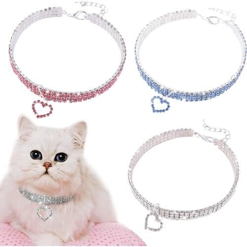 New Exquisite Bling Crystal Dog Collar Diamond Puppy Pet Shiny Full Rhinestone Necklace Collars for Pet Little Dogs Supplies